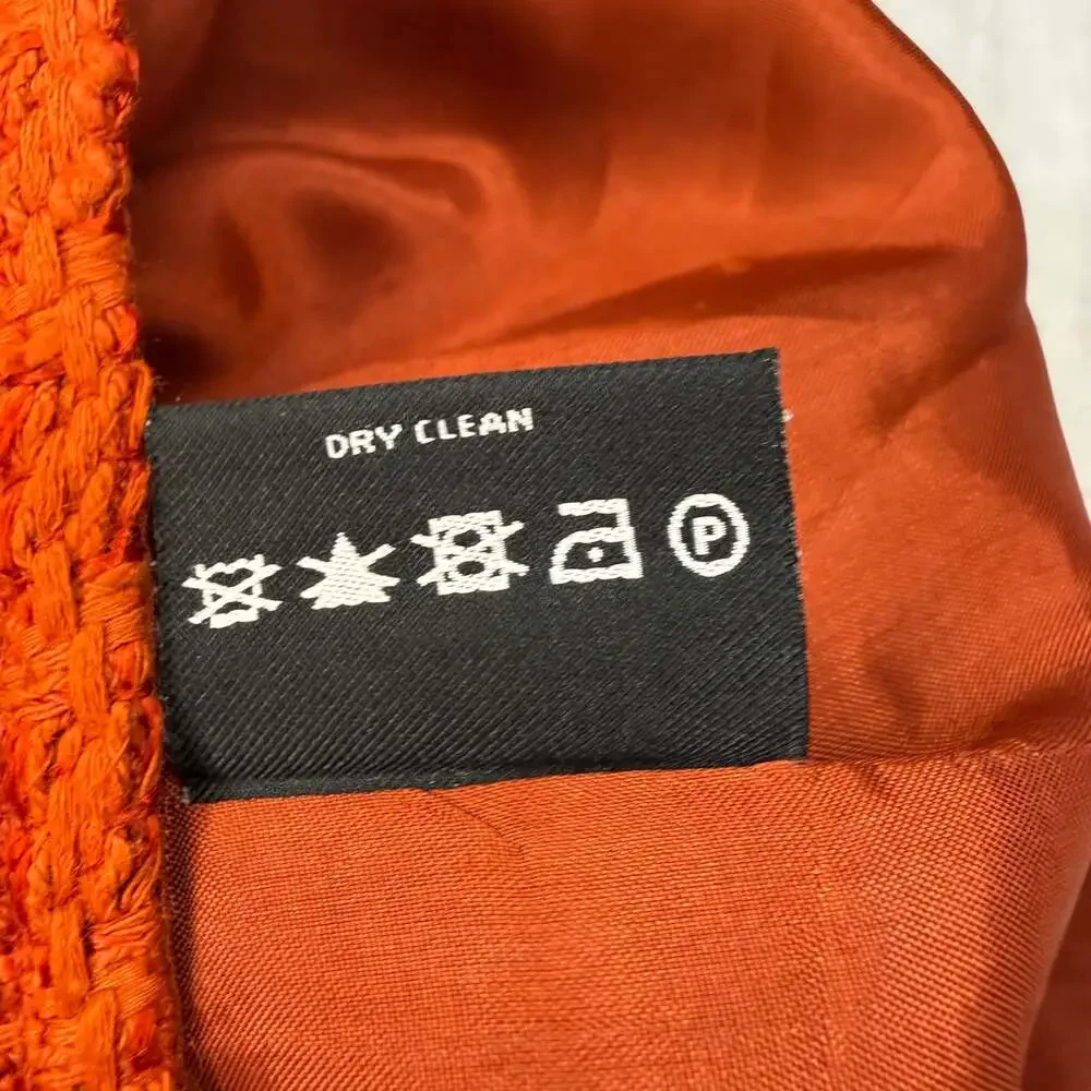 Carlisle‎ Wool Blend Check Burnt Orange Boucle Pleated Skirt